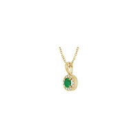 Kalung Natural Round Emerald and Diamond Halo (14K) diagonal - Popular Jewelry - New York