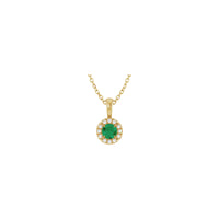 Natural Round Emerald le Diamond Halo Necklace (14K) main - Popular Jewelry - New york
