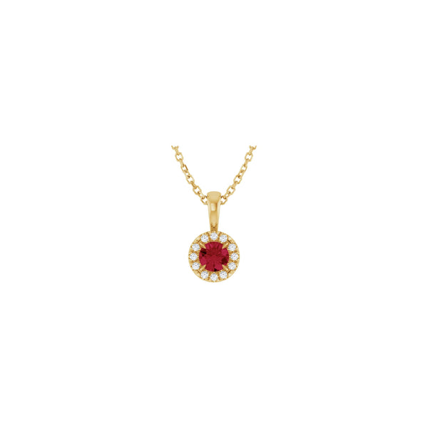 Natural Round Ruby and Diamond Halo Necklace
