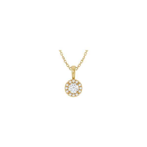 Natural Round White Diamond Halo Necklace (14K) front - Popular Jewelry - New York