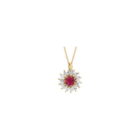 Natural Ruby and Marquise Diamond Halo Necklace