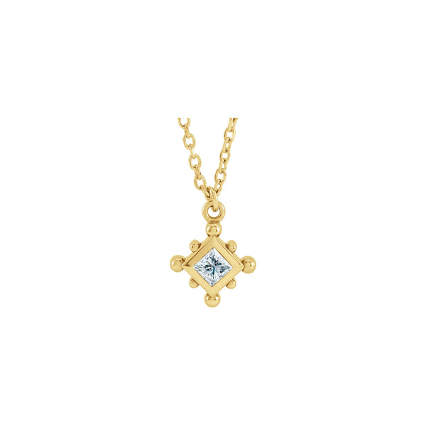 Natural White Diamond Beaded Bezel Set Necklace (14K) front - Popular Jewelry - New York