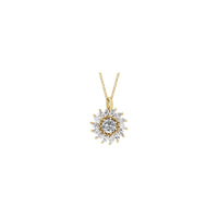 Prírodný biely zafírový a markízový diamantový halo náhrdelník (14K) vpredu - Popular Jewelry - New York