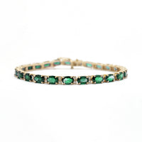 Oval Emerald and Diamond Eternity Bracelet (14K).