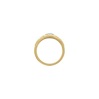 Oval Moonstone Flower Accented Ring (14K) saitin - Shahararrun Kayan Ado - New York