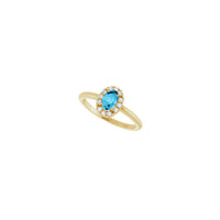 Oval Natural Aquamarine with Diamond French-Set Halo Ring (14K) diagonal - Popular Jewelry - New York