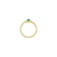 Oval Natural Aquamarine with Diamond French-Set Halo Ring (14K) setting - Popular Jewelry - New York