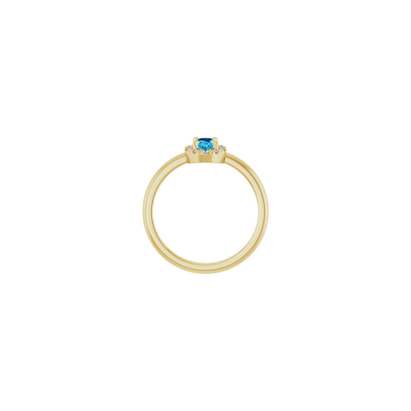 Oval Natural Aquamarine with Diamond French-Set Halo Ring (14K) setting - Popular Jewelry - New York