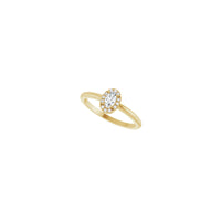 Zafiro branco ovalado con anel de halo engastado francés de diamantes (14K) diagonal - Popular Jewelry - Nova York