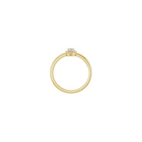 Oval White Sapphire nwere diamond French-Set Halo Ring (14K) ntọala - Popular Jewelry - New York