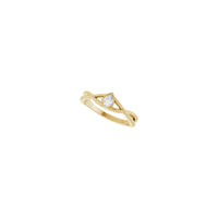 Pear-Cut White Diamond Bezel Twist Solitaire Ring