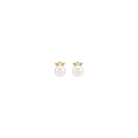 珍珠钻石花卉镶嵌耳环 (14K) 正面 - Popular Jewelry  - 纽约
