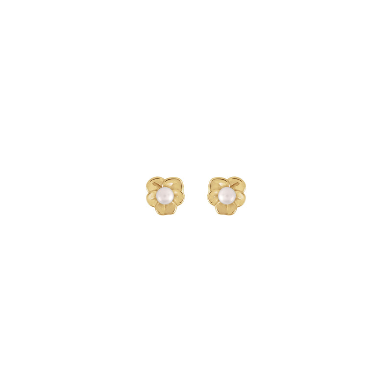 Pearl Floral Earrings (14K) front - Popular Jewelry - New York