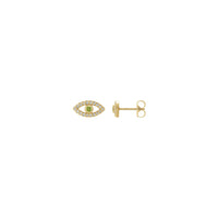 Peridot and White Diamond Evil Eye Stud Earrings