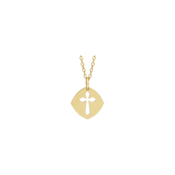 Pierced Cross Necklace (14K) front - Popular Jewelry - New York