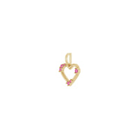 Liontin Garis Hati Beraksen Safir Merah Muda (14K) diagonal - Popular Jewelry - New York