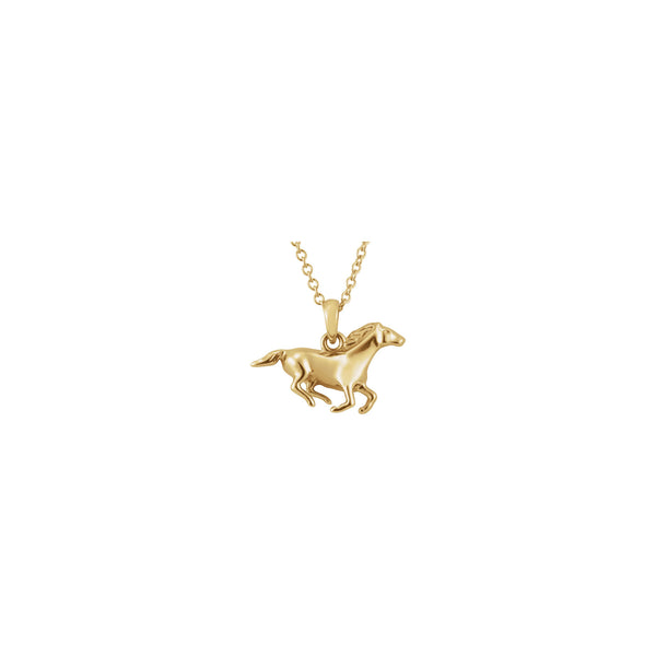 Racing Horse Necklace (14K) front - Popular Jewelry - New York