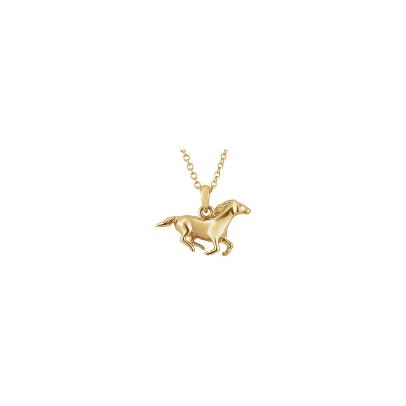 Racing Horse Necklace (14K) front - Popular Jewelry - New York