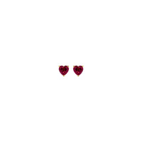 Red Cubic Zirconia Heart 3-Prong Stud Earrings