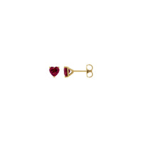 Red Cubic Zirconia Heart 3-Prong Stud Earrings