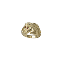 Red Eyes Horse Head Men's Ring (14K)