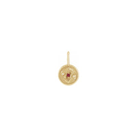 Медальон от родолитов гранат и бели диаманти Риби (14K) отпред - Popular Jewelry - Ню Йорк