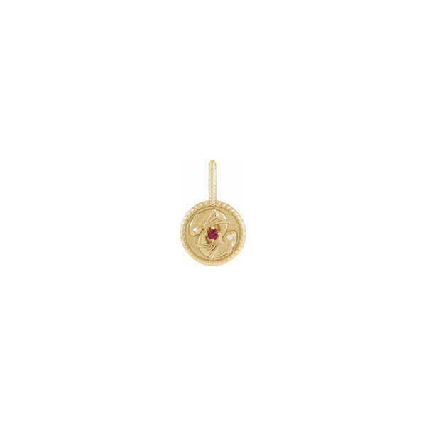 Rhodolite Garnet and White Diamonds Pisces Medallion Pendant (14K) front - Popular Jewelry - New York