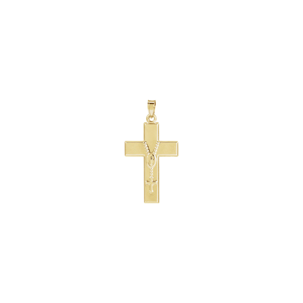 Rosary Cross Pendant (14K) front - Popular Jewelry - New York