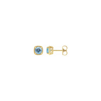 ګردی Aquamarine Beaded کشن سیټینګ غوږوالۍ (14K) اصلي - Popular Jewelry - نیو یارک