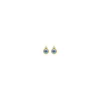 圆形海蓝宝石和钻石耳钉 (14K) 正面 - Popular Jewelry  - 纽约