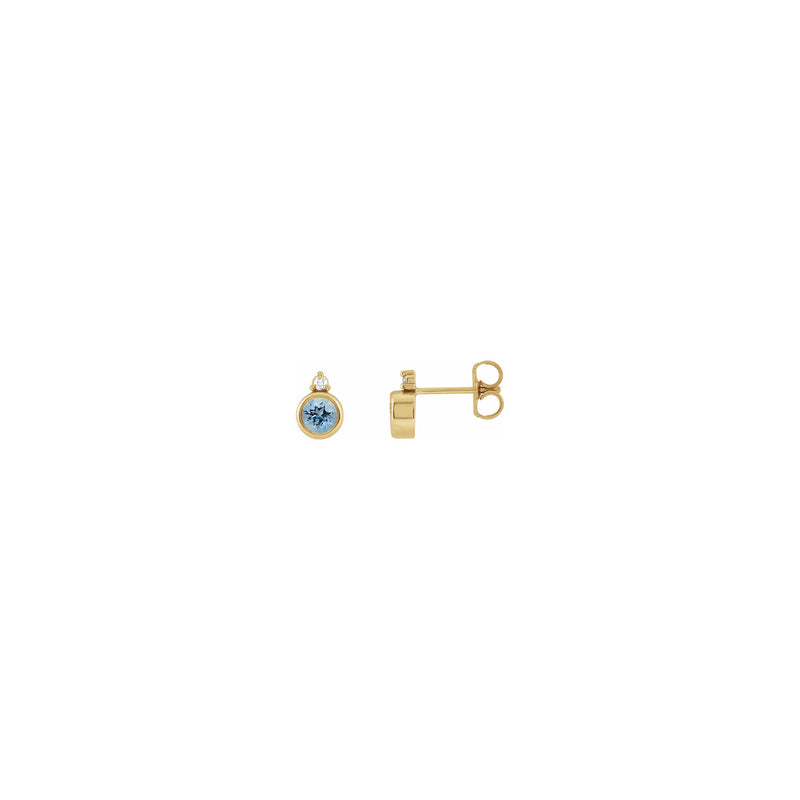 Round Aquamarine and Diamond Stud Earrings (14K) main - Popular Jewelry - New York