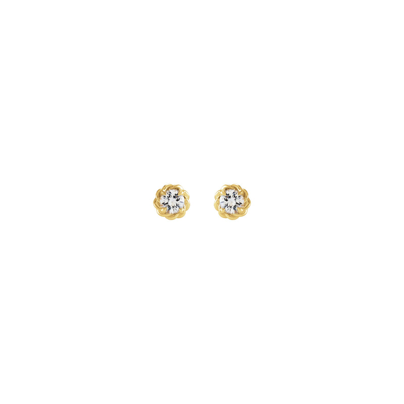 Round Diamond Rope Claw Stud Earrings (14K) Popular Jewelry - New York