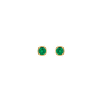 Orecchini tondi di cuscini in perline di smeralda (rosa 14K) davanti - Popular Jewelry - New York