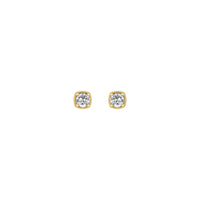 Round White Sapphire Beaded Cushion Setting Earrings (14K) front - Popular Jewelry - New York