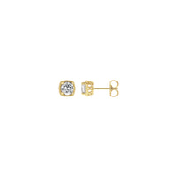 Apaļi balti safīra fāzēm spilvenu iestatīšanas auskari (14K) galvenie - Popular Jewelry - Ņujorka