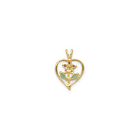 Rubin és smaragd virág szív medál (14K) hátul - Popular Jewelry - New York