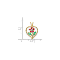 Ruby and Emerald Flower Heart Pendant (14K) scale - Popular Jewelry - Нью-Йорк