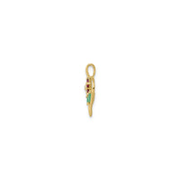 Ciondolo a forma di cuore con fiore di rubino e smeraldo (14K) - Popular Jewelry - New York