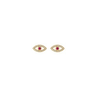Ruby and White Diamond Evil Eye Stud Earrings