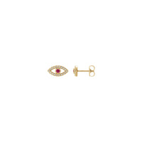 Ruby and White Diamond Evil Eye Stud Earrings