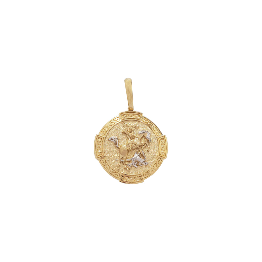 Two-Tone Saint George Medallion Pendant (14K)