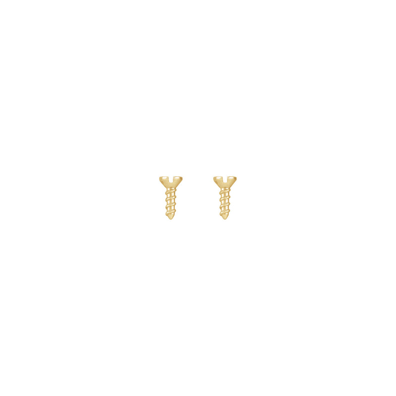 Front view of a pair of 14k yellow gold Screw Profile Stud Earrings