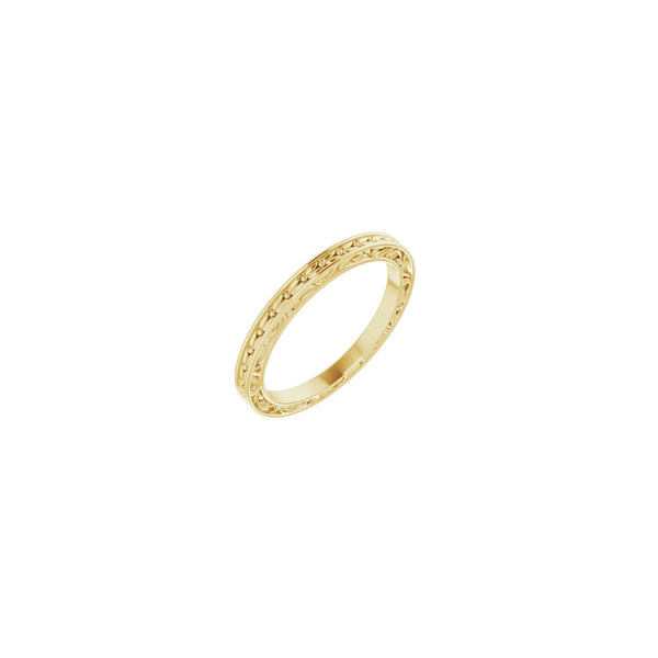Diagonal view of a 14k yellow gold Sculptural Leaf Ring