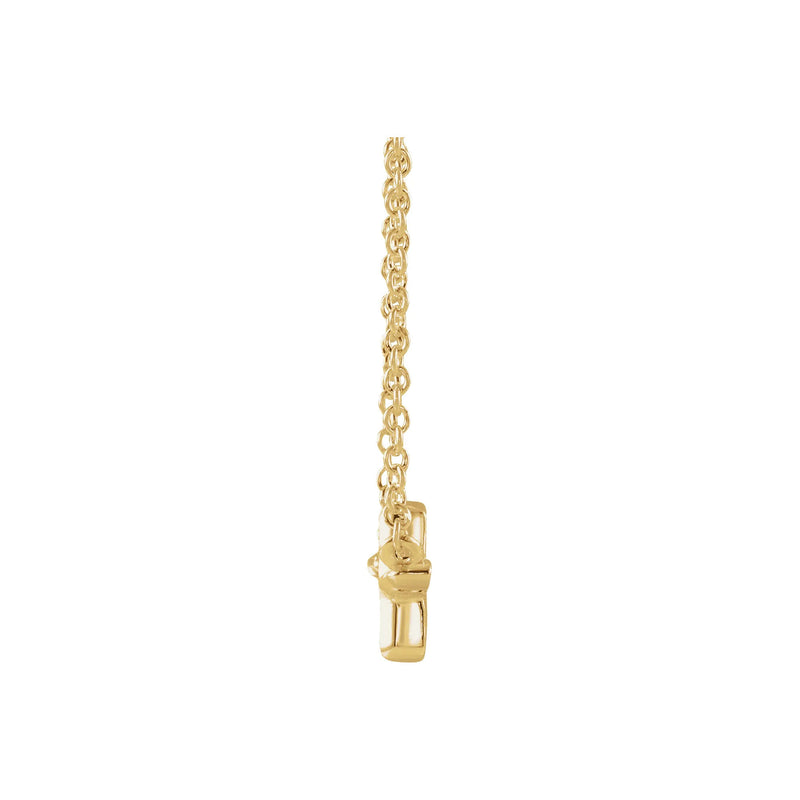 Sideways Puffed Cross Necklace (14K) side - Popular Jewelry - New York