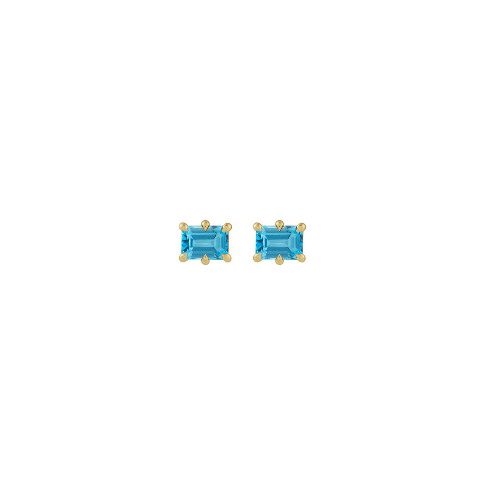 Sky Blue Topaz Six Claw Prong Stud Earrings