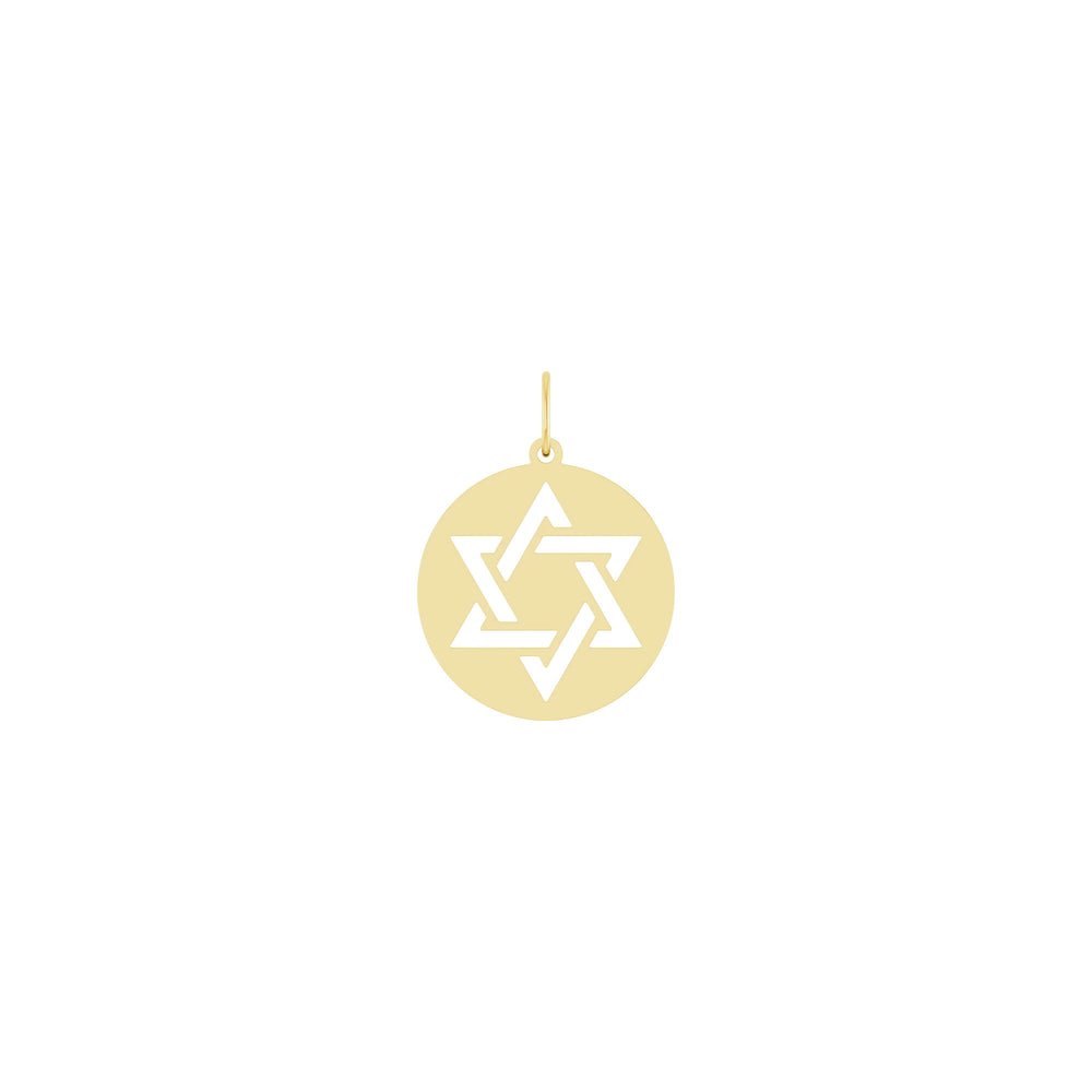 Star of David Cut-Out Round Pendant