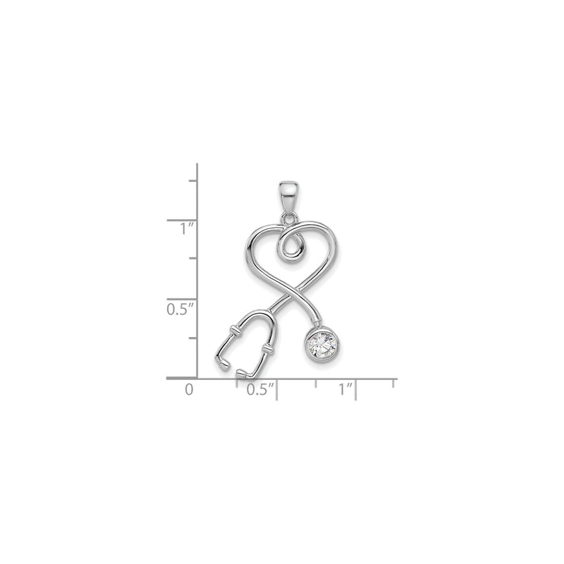 Stethoscope Heart Pendant (Silver) scale - Popular Jewelry - New York