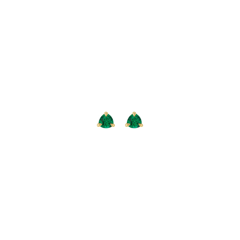 Trillion-Cut Emerald Stud Earrings (14K) front - Popular Jewelry - New York