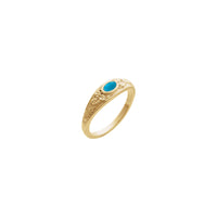 Tirkizni prsten s naglašenim cvijetom kabošona (14K) glavni - Popular Jewelry - New York
