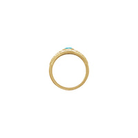 Turquoise Cabochon Flower Accented Ring (14K) setting - Popular Jewelry - York énggal